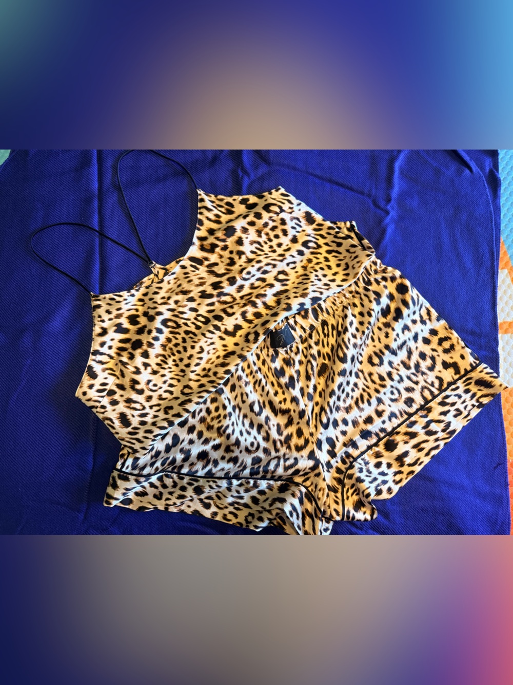 Victoria's Secret Leopard Satin Cami in Tan and Black